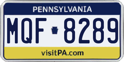 PA license plate MQF8289