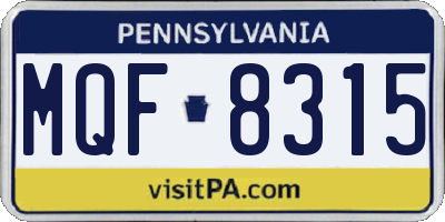 PA license plate MQF8315