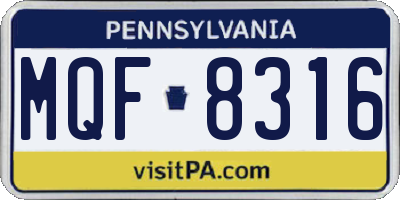 PA license plate MQF8316