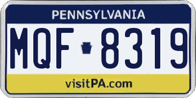PA license plate MQF8319