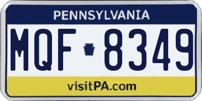 PA license plate MQF8349