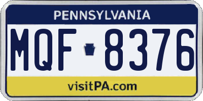 PA license plate MQF8376