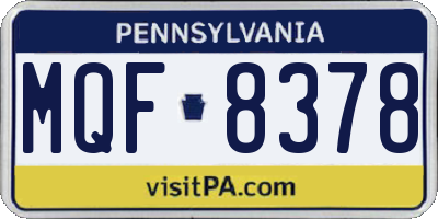 PA license plate MQF8378