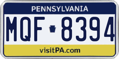 PA license plate MQF8394