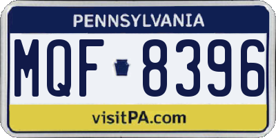 PA license plate MQF8396