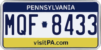 PA license plate MQF8433