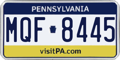 PA license plate MQF8445