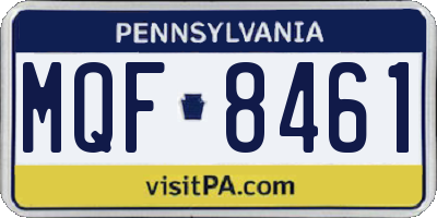 PA license plate MQF8461