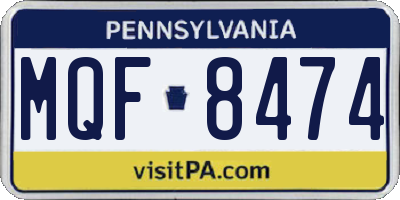 PA license plate MQF8474