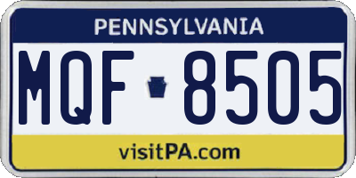 PA license plate MQF8505