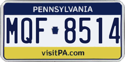 PA license plate MQF8514