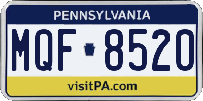 PA license plate MQF8520