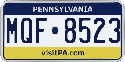 PA license plate MQF8523