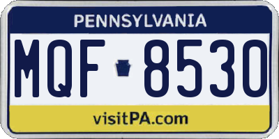PA license plate MQF8530