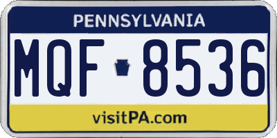 PA license plate MQF8536