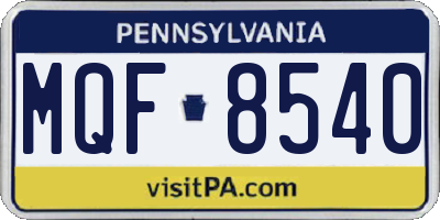 PA license plate MQF8540