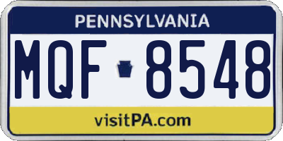 PA license plate MQF8548