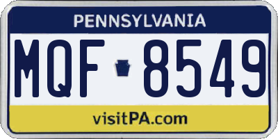 PA license plate MQF8549