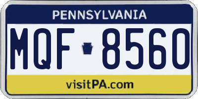 PA license plate MQF8560