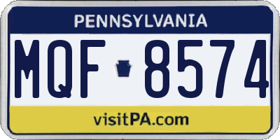 PA license plate MQF8574