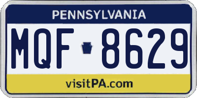 PA license plate MQF8629