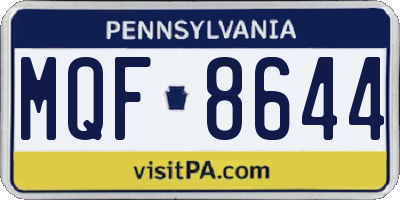 PA license plate MQF8644