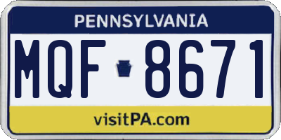 PA license plate MQF8671