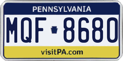 PA license plate MQF8680