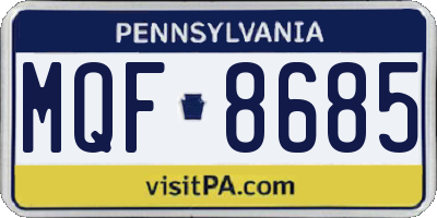 PA license plate MQF8685