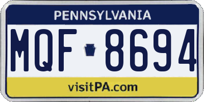 PA license plate MQF8694