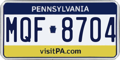PA license plate MQF8704