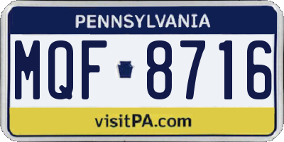 PA license plate MQF8716