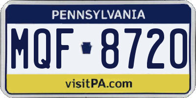 PA license plate MQF8720