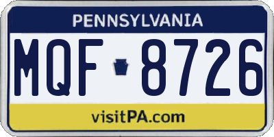 PA license plate MQF8726