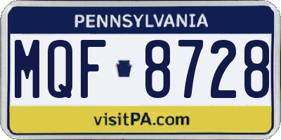 PA license plate MQF8728