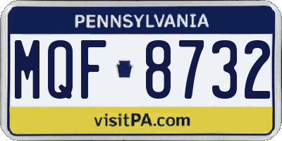 PA license plate MQF8732