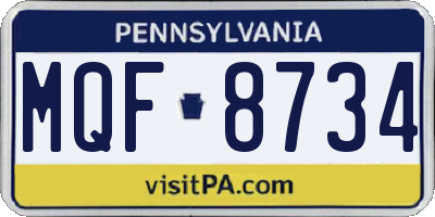 PA license plate MQF8734