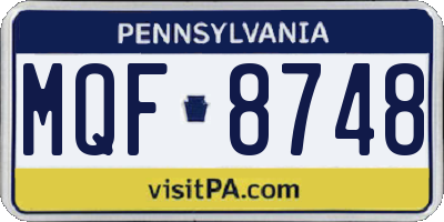 PA license plate MQF8748