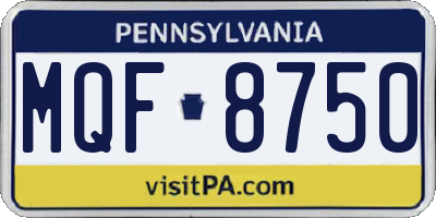 PA license plate MQF8750