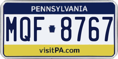 PA license plate MQF8767