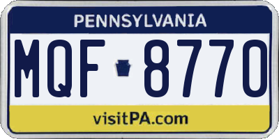 PA license plate MQF8770