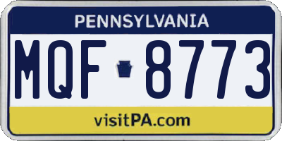 PA license plate MQF8773