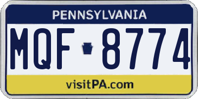 PA license plate MQF8774