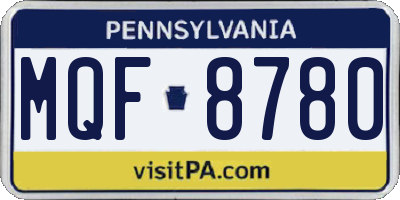 PA license plate MQF8780