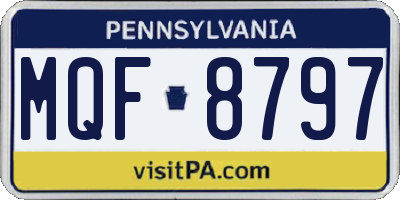 PA license plate MQF8797