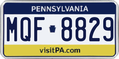 PA license plate MQF8829
