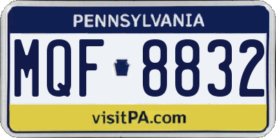 PA license plate MQF8832
