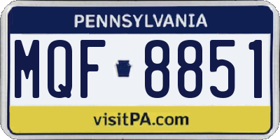 PA license plate MQF8851
