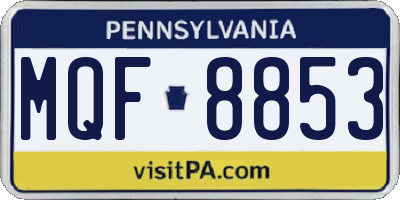 PA license plate MQF8853