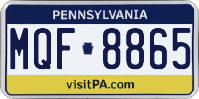 PA license plate MQF8865